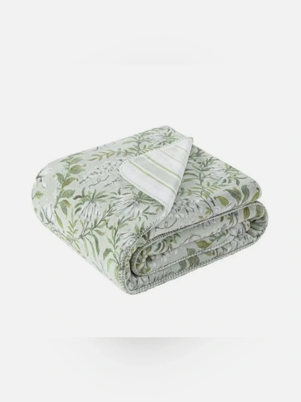 Laura Ashley Green Botanical Stripe Reversible Throw Throw